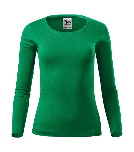 Зелена памучна дамска блуза Fit-T снимка