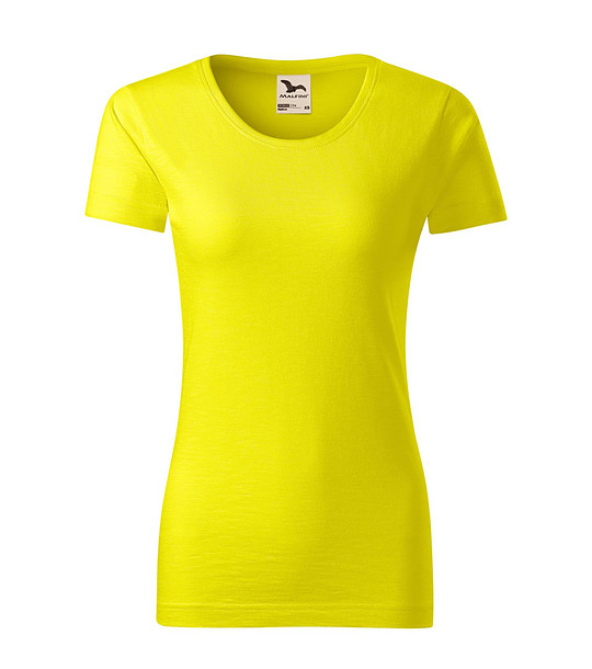 Дамска тениска от органичен памук в цвят лимон Native снимка