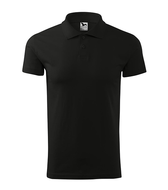 Черна мъжка памучна блуза с яка Single снимка