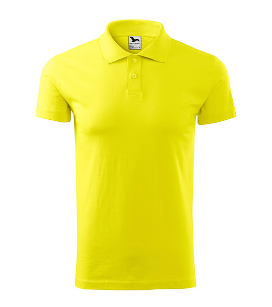 Мъжка памучна блуза в цвят лимон с яка Single снимка