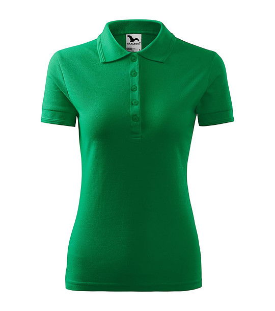 Дамска блуза в зелено с яка Pique снимка