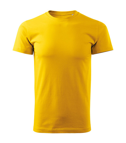 Мъжка памучна тениска в жълто Basic снимка