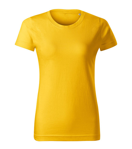 Дамска памучна тениска в жълто Basic снимка
