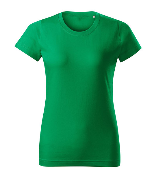 Дамска памучна тениска в зелено Basic снимка