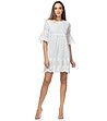 Памучна рокля с перфорации в бяло Fresia-0 снимка
