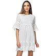 Памучна рокля с перфорации в бяло Fresia-2 снимка