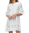 Памучна рокля с перфорации в бяло Fresia-3 снимка