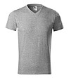 Unisex памучна тениска с V-образно деколте в тъмносив меланж Heavy-0 снимка