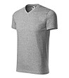 Unisex памучна тениска с V-образно деколте в тъмносив меланж Heavy-2 снимка