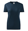 Тъмносиня дамска памучна тениска с обло деколте Classic-0 снимка