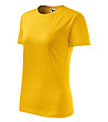 Жълта дамска памучна тениска с обло деколте Classic-2 снимка