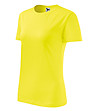 Дамска памучна тениска с обло деколте в жълто Classic-2 снимка