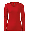 Червена памучна дамска блуза Slim-0 снимка