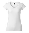 Бяла памучна дамска тениска Louisa с V-образно деколте-0 снимка