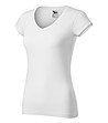 Бяла памучна дамска тениска Louisa с V-образно деколте-2 снимка