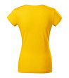 Жълта памучна дамска тениска Louisa с V-образно деколте-1 снимка
