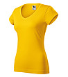 Жълта памучна дамска тениска Louisa с V-образно деколте-2 снимка