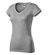 Памучна дамска тениска в сив меланж Louisa с V-образно деколте-2 снимка