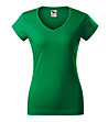 Памучна дамска тениска в зелено Louisa с V-образно деколте-0 снимка