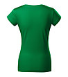 Памучна дамска тениска в зелено Louisa с V-образно деколте-1 снимка