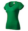 Памучна дамска тениска в зелено Louisa с V-образно деколте-2 снимка