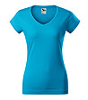 Памучна дамска тениска в синьо Louisa с V-образно деколте-0 снимка