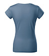 Памучна дамска тениска в син деним Louisa с V-образно деколте-1 снимка