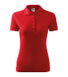 Червена дамска блуза с яка Pique-0 снимка