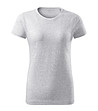 Дамска памучна тениска в светлосив меланж Basic-0 снимка