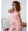 Елегантен комплект от елек и панталон в розово-2 снимка