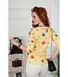 Дамска блуза в бежово с многоцветен принт-1 снимка