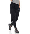 Черен дамски 7/8 памучен панталон с нестандартен дизайн-2 снимка