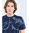 Памучна мъжка тениска в тъмносиньо Rud-2 снимка