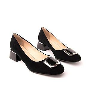 Черни дамски обувки от естествена кожа Velma снимка