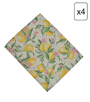 Комплект от 4 бр. текстилни салфетки с принт лимони Adel снимка