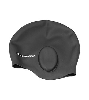 Шапка за плуване в черно с място за ушите снимка