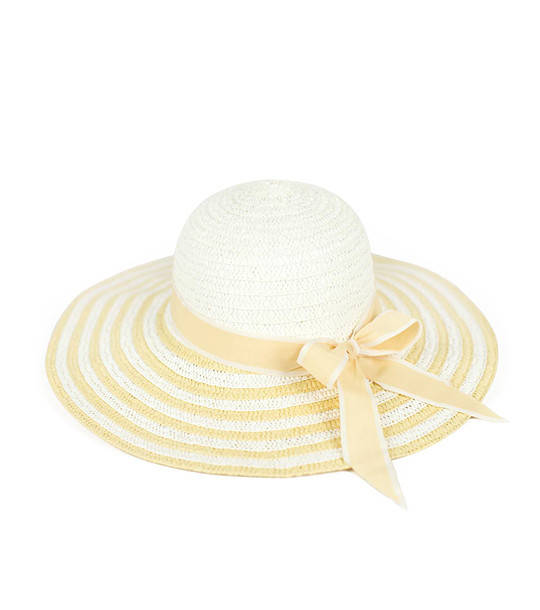 Дамска лятна шапка в бяло и бежово Berdina снимка