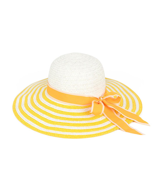 Дамска лятна шапка в бяло и жълто Berdina снимка