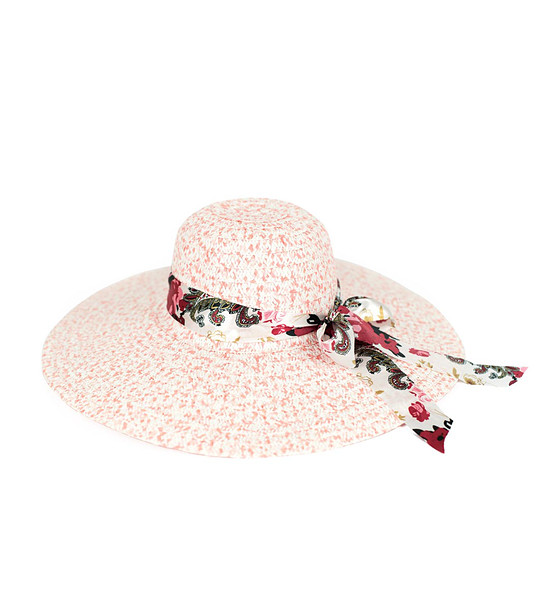 Дамска шапка в меланж на бяло и цвят праскова Carian снимка