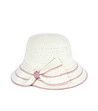 Дамска шапка в цвят екрю с розови кантове Sima-0 снимка