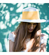Дамска шапка в екрю с жълта лента Yara-0 снимка