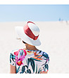 Дамска шапка в екрю с лента в бордо Yara-0 снимка