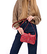 Червена дамска кожена чанта с ефектен принт Malena-0 снимка
