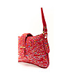 Червена дамска кожена чанта с ефектен принт Malena-4 снимка