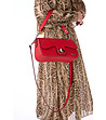 Червена кожена дамска чанта за рамо Eliza-4 снимка