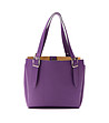 Виолетова кожена дамска чанта Grace-1 снимка