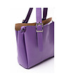 Виолетова кожена дамска чанта Grace-3 снимка