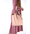 Розова кожена дамска чанта Grace-4 снимка