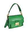 Зелена кожена дамска чанта за рамо с ефектен релеф Francine-0 снимка