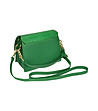 Зелена кожена дамска чанта за рамо с ефектен релеф Francine-1 снимка